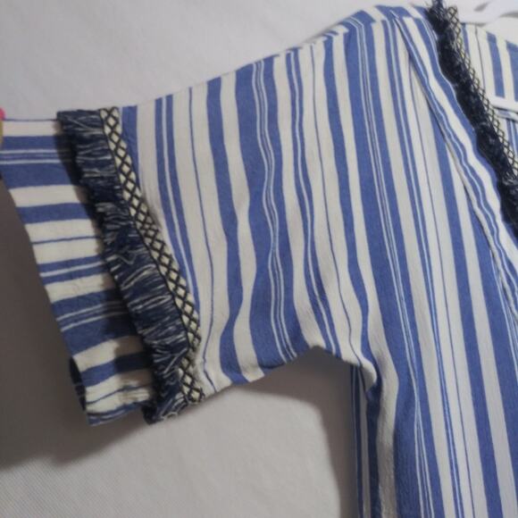 Pink Blush Blue Stripe Beachy Boho Swimsuit Cover Size M - Picture 4 of 8